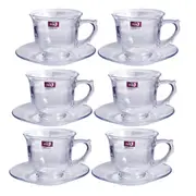 Glass Tea Cup with Saucer Set of 6 240 ml