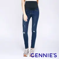 在飛比找蝦皮商城優惠-【Gennies 奇妮】個性破壞感一體成型涼感牛仔褲-深藍(