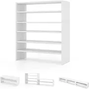 [Costway] 6-Tier Shoe Rack, Extra Wide Shoe Shelf Organizer with Stackable Design, 31" Freestanding Adjustable Storage Shoe Stand for Small Space Entryway Hallway Closet (White)
