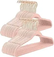 (50 Packs) Velvet Hangers,17.1-Inch Long Clothes Hanger with Rose Gold Swivel Hook, Non-Slip, and Space-Saving, 0.2-Inch Thick Coat Hangers for Coat, Shirt, Dress, Pants, Tie