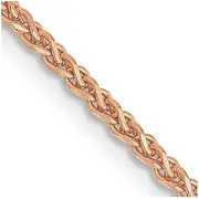 [JewelryWeb] 14k Rose Gold Solid Lobster Claw Closure 1.40mm Wheat Chain Bracelet 18 Centimeters Link-Bracelet for Women and Men