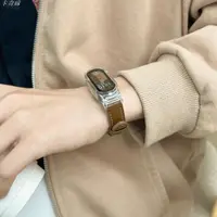 在飛比找樂天市場購物網優惠-小米手環6錶帶 小米手環5錶帶 真皮革男女生情侶小米手錶帶 
