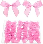 2 Inch 50 PCS Pink Satin Ribbon Mini Bows, Self Adhesive Satin Bows for Gift Wrapping Premade Ribbon Bows with Double-Sided Tape Small Tied Ribbon Adhesive Bow for Baby Shower Birthday Party Wedding