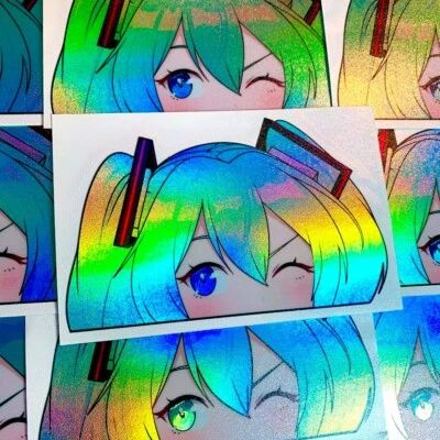 HATSUNE MIKU HOLO ANIME GIRL PEEKER STICKER CAR STICKER