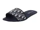 NEW CHRISTIAN DIOR Navy Blue Oblique Cloth Mules HOUSE SLIDES Slippers 38.5 8.5