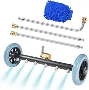 Undercarriage Pressure Washer Attachment with 6 Nozzles - 16" Water Broom for Pressure Washer Cleaner with 3 Extension Wand, 5000 PSI Power Washer for Cleaning Under Car, Driveway, Concrete Floor