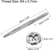 M4×0.7 HSS Metric Tap And Die Set,Thread Tap + Round Die Right Hand HSS Taper