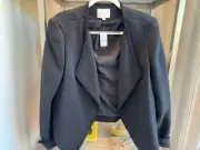 Women's Loft Classic French Look Black Blazer Jacket Size 14