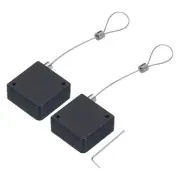 2Set Retractable Cable Lock with Double-Sided Adhesive Remote Lock 600g Black
