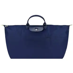 【LONGCHAMP】LE PLIAGE GREEN系列刺繡短把再生尼龍摺疊旅行袋(中/多色選)