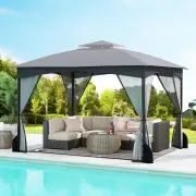Costway10 X 12 FT Patio Gazebo with Netting Walls with 4 Sandbags-Grey