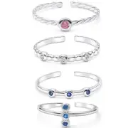 High Polished Sterling Silver CZ Toe Ring for Women by Kezef Creations