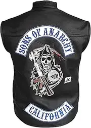 A-Star Plus Men's SOA Motorcycle Biker Club Faux Leather Anarchy Vest