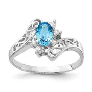 14k White Gold Polished .06ct. Diamond u0026 6x4 Oval Gemstone Filigree Ring Mo