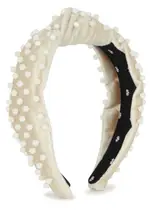 Lele Sadoughi Faux Pearl-embellished Velvet Headband - Ivory ONE SIZE