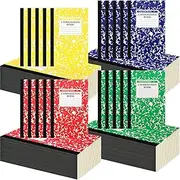Fainne 100 Pack A5 Composition Notebooks Bulk Wide Ruled Composition Notebook College Ruled Notebooks Marble Covers Notebook for Student Classroom Office Supplies 30 Sheet/60 Page(Classic Color)