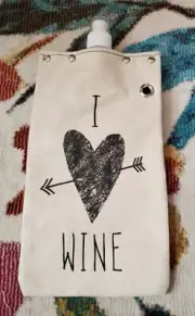 TRAVEL Canvas Wine Bag- Reusable Carrier (tote+able) "I LOVE WINE"