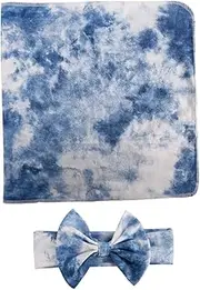 UTHCLO Newborn Swaddle Blanket Kit 1 Set of Baby Wrap Bowknot Headband Muslin Fabric for Photography Prop Soft Breathable