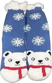 [CukYi] Thermal socks Christmas 2 Pairs Fluffy Slipper Socks For Women And Girls, Cosy Soft Non Slip Slipper Cartoon Socks Thick Winter Fuzzy Bed Slipper Socks Casual Home Sleeping Xmas Gift