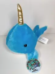 Bensons Blue Narwhale Cute Fluffy Plush Soft Toy 16cm Brand New