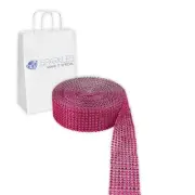 Dark Pink 8 Row Diamond Rhinestone Ribbon Trim Mesh Wrap 2 Yards - Wedding wn