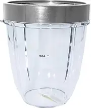[Blendin] Replacement 18 Ounce Small Short Cup Jar with 1 Screw-Off Comfort Lip Ring, Compatible with Nutribullet 600W, 900W, NB-101B, NB-101S, NB-201, NBR-0601, NBR-1201, NB9-1301, 900 Pro Series