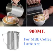 900ml Stainless Steel Milk Jug Frothing Frother Coffee Latte Pitcher Measure Cup