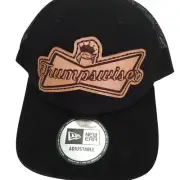 Handmade Leather Patch Sewn On New Era Snap Back Trucker Cap or Hat Trumps Wiser