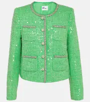 [Self-Portrait] Self-Portrait Sequined bouclé jacket AU 4 green