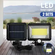 2PCS 100Led Solar Sensor Light Motion Detection Security Garden Flood Lamp