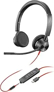 Poly Blackwire 3325 Wired Headset (Plantronics) – Flexible Microphone Boom – Hi-fi Stereo - PC/Mac/Mobile - Certified for Microsoft Teams - Amazon Exclusive