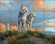 Wolf Tile Backsplash Edward Aldrich Wildlife Art Ceramic Mural RW-EA018