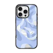iPhone 16 Pro Impact Case MagSafe Compatible retro swirls in blue