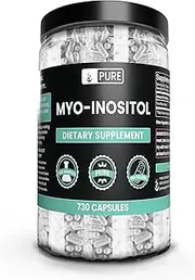 100% Pure Myo-Inositol, 730 Capsules, 6 Month Supply, No Additives or Magnesium Stearate Fillers, 1860 mg Undiluted Vitamin B8 Powder per Serving, Made in The USA