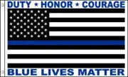 3x5 USA Police THIN Blue Line Duty Honor Courage Blue Lives Matter 100D Flag