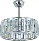 18" Silver Crystal Caged Ceiling Fan and Remote,4-Light Modern Fandelier Ceiling