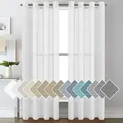 Smarcute Natural Linen Blended Curtains Semi Sheer Textured Linen Curtain Draperies Light Filtering Privacy Eyelet Curtain Casual Draperies -Pure White Color, Sold Pair, Each Piece 132 x 213 cm