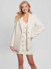 GUESS Women's Eco Cream Tosca Tweed Blazer in White Size: XS, Polyamide