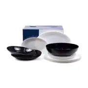 Stylish Round Classic Kitchen Dinnerware 19-pc Table Set, Black and White