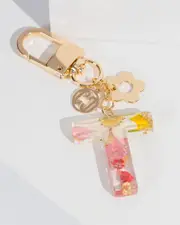 T - Initial Bag Charm Flower