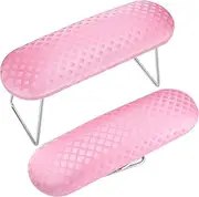 WOYAODONG Nail Arm Rest Microfiber Leather Nail Pillow Hand Rest Leather Manicure Pillow Stainless Steel Stand Nail Cushion Nail Art Hand Pillow Nail Arm Holder for Women Girls Nail Art Decoration (Pink)