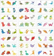 Womaha Dinosaur Series 24 Sheets Tiny Temporary Tattoos Kids Easy to Tear Thread