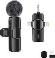 Wireless Lavailer Microphones for Android iPhone iPad Laptop & Camera, USB-C, Wireless Mini Microphone for Video Recording, Vlog, YouTube, TikTok