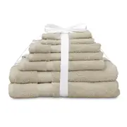 7pc Algodon St Regis Collection Bath/Hand Towel Set w/ Face Washer Cotton Stone