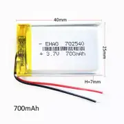 3.7V 700mAh LiPo Rechargeable Battery 702540 For Smart Watch GPS Camera MP3 DVD