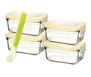 Glasslock 5 Piece Baby Food Container Set With Lids - Rectangle