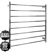 EZY FIT Heated Towel Rail - Round Tube - Dual Wired - (W900mm x H920mm) - Brushed Nickel