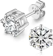 [SecreTalk] Moissanite Stud Earrings for Women Men, 1-6CT 6-Prong D Color Ideal Cut Lab Created Diamond Earrings with Certificate of Authenticity