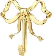 Vintage Gold Bow Wall Hooks, Brass Bowknot Hooks for Hanging Towels, Coats, Hats, Bags, Keys, or Decor – Multi-Purpose Decorative Hooks for Bedroom, Bathroom, Kitchen, Entryway, or Closet (9x9cm)