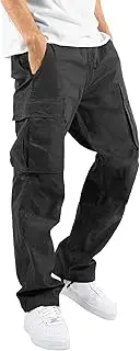 [Generic] Men Casual Straight Overalls Pants Vintage Fashion Multi Pocket Street Trousers Fall Handsome Athletic Pants